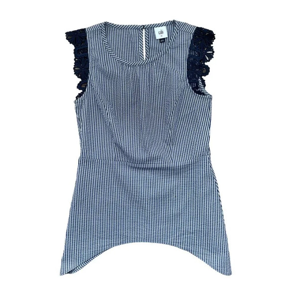 Cabi Lace Flutter Sleeve Seersucker Tank Top Blouse XS - Picture 2 of 6